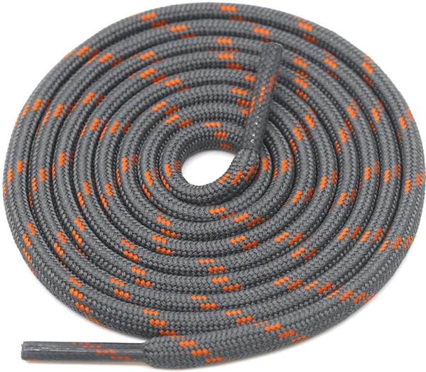 GRAH SANGRAH® (2 Pair) Shoelaces for Hiking Shoes, Outdoor Walking Sneakers, Outdoor Hiking, Climbing, Basketball, Work Boot, Running , Sport Shoes - 120 cm, Grey-Orange